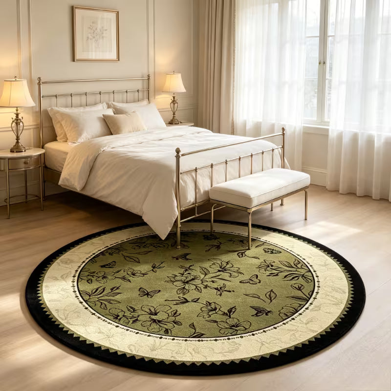 Medieval Style Round Velvet Plush Area Rug
