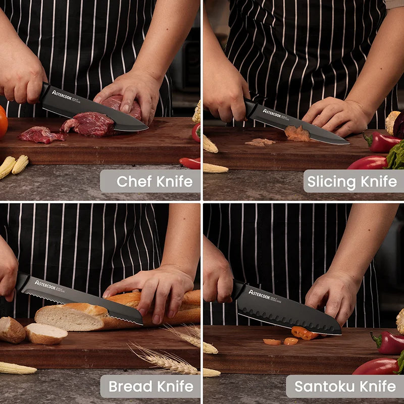 15-Piece Kitchen Knife Set with Block & Built-in Sharpener – Dishwasher Safe German Stainless Steel Knives