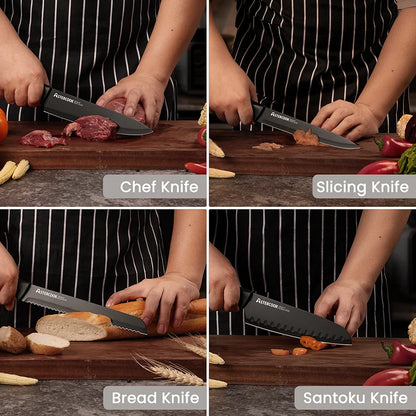 15-Piece Kitchen Knife Set with Block & Built-in Sharpener – Dishwasher Safe German Stainless Steel Knives