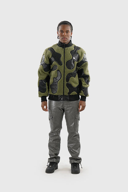 Sherpa & Faux Leather Bomber Jacket