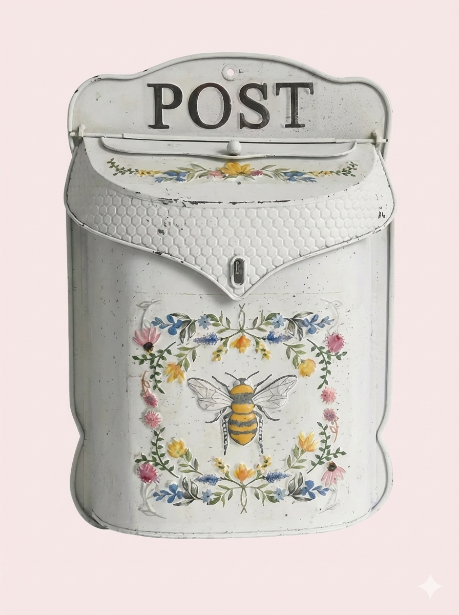 Vintage Farmhouse Wall-Mounted Post Box Mailbox Metal Letter Box Outdoor