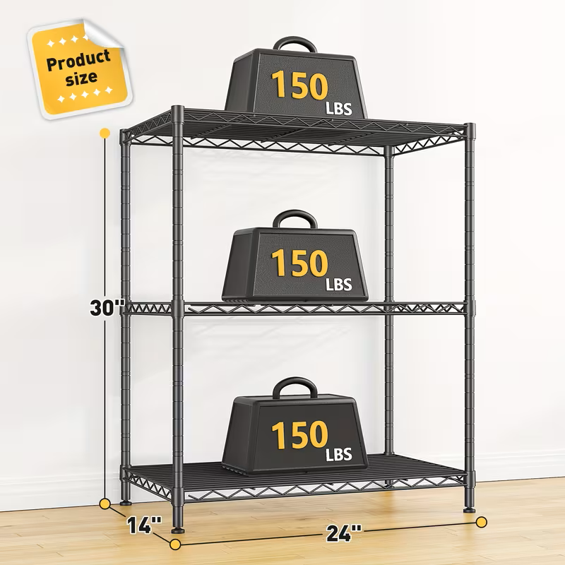 3/4/5/6/7/8 Tier Storage Shelves-Adjustable Wire Shelving Rack-Multi Sizes