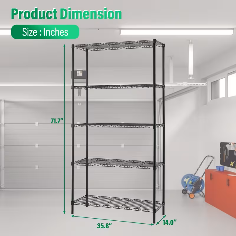 3/4/5/6/7/8 Tier Storage Shelves-Adjustable Wire Shelving Rack-Multi Sizes