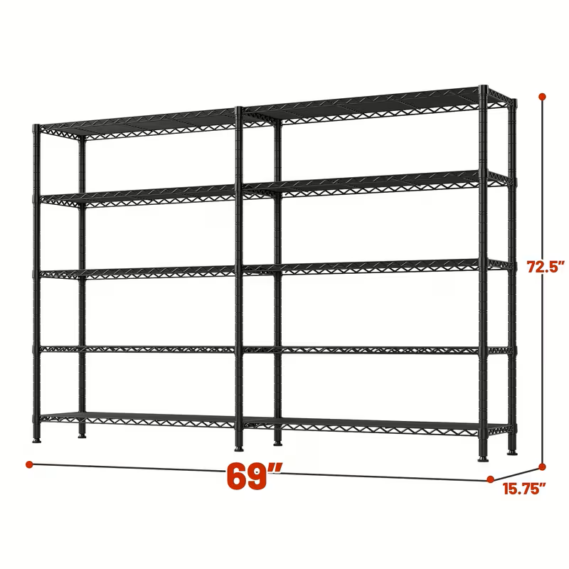 3/4/5/6/7/8 Tier Storage Shelves-Adjustable Wire Shelving Rack-Multi Sizes