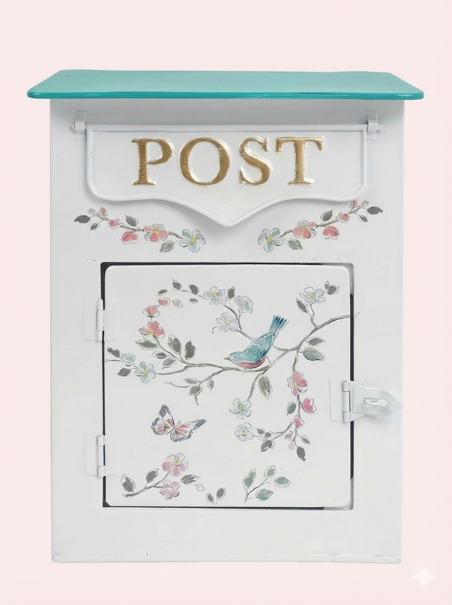 Vintage Farmhouse Wall-Mounted Post Box Mailbox Metal Letter Box Outdoor