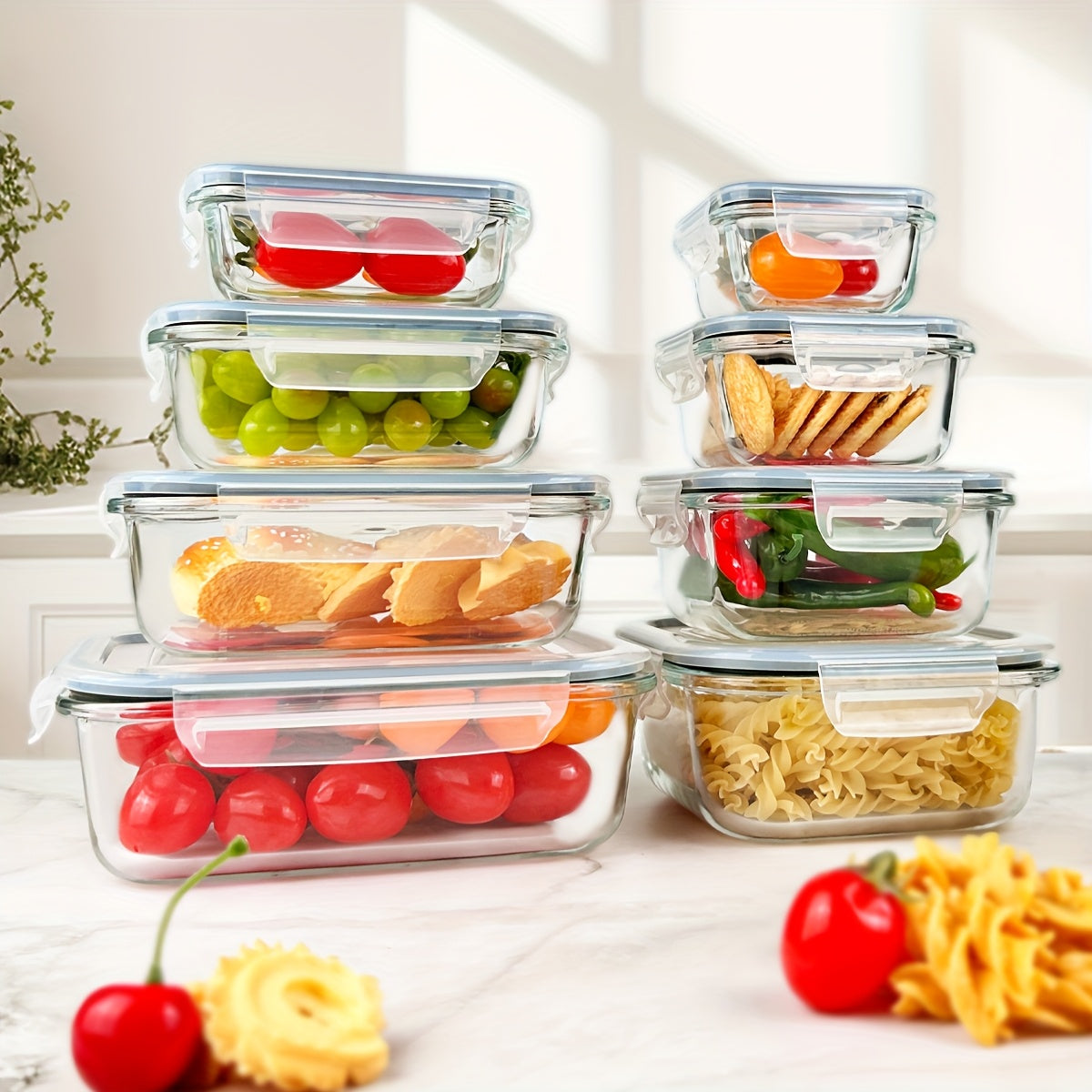 16-Piece Glass Food Storage Containers with Lids – Durable Set