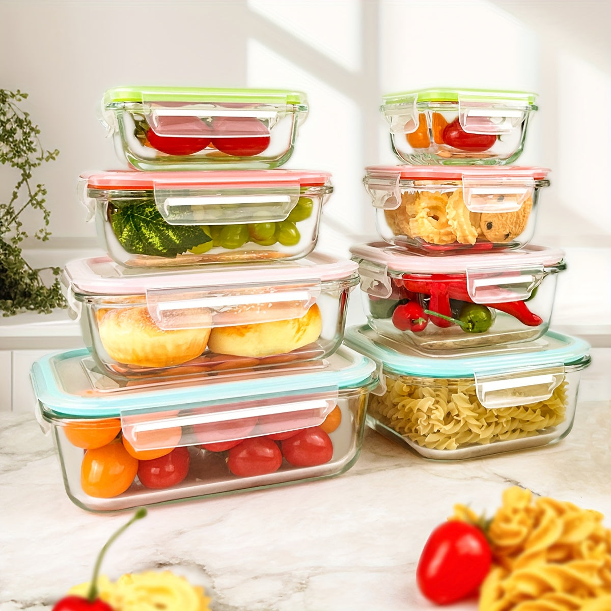 16-Piece Glass Food Storage Containers with Lids – Durable Set