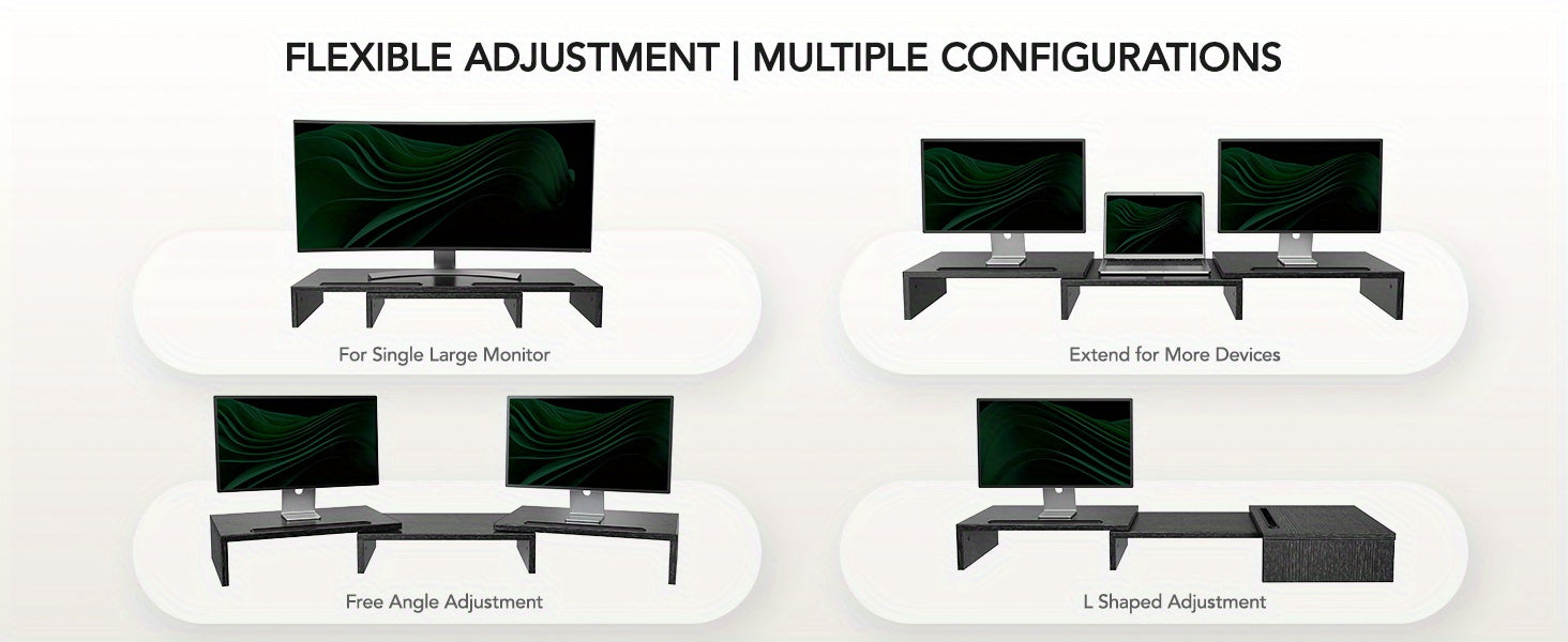 Dual Monitor Stand Riser Adjustable Desktop Organizer for PC Laptop Printer