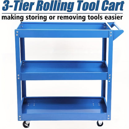 3-Tier Rolling Tool Cart with Wheels, Steel Utility Storage Cart