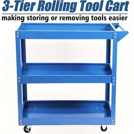 3-Tier Rolling Tool Cart with Wheels, Steel Utility Storage Cart