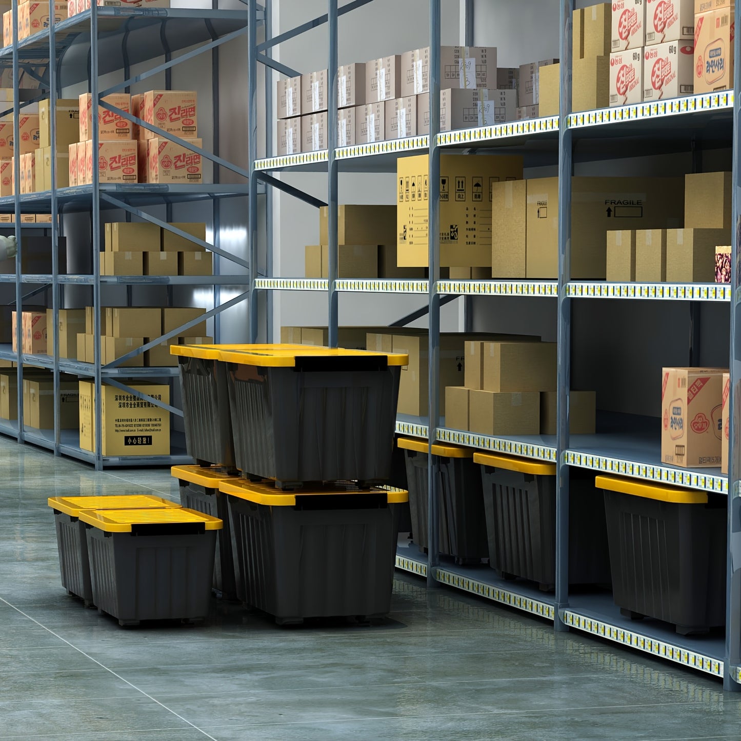 72QT Storage Box with Wheels & Lid – Stackable Heavy Duty Organizer 4-6-Pack