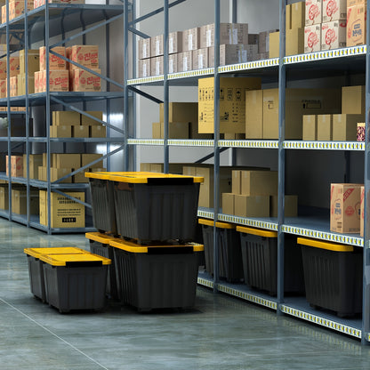 72QT Storage Box with Wheels & Lid – Stackable Heavy Duty Organizer 4-6-Pack