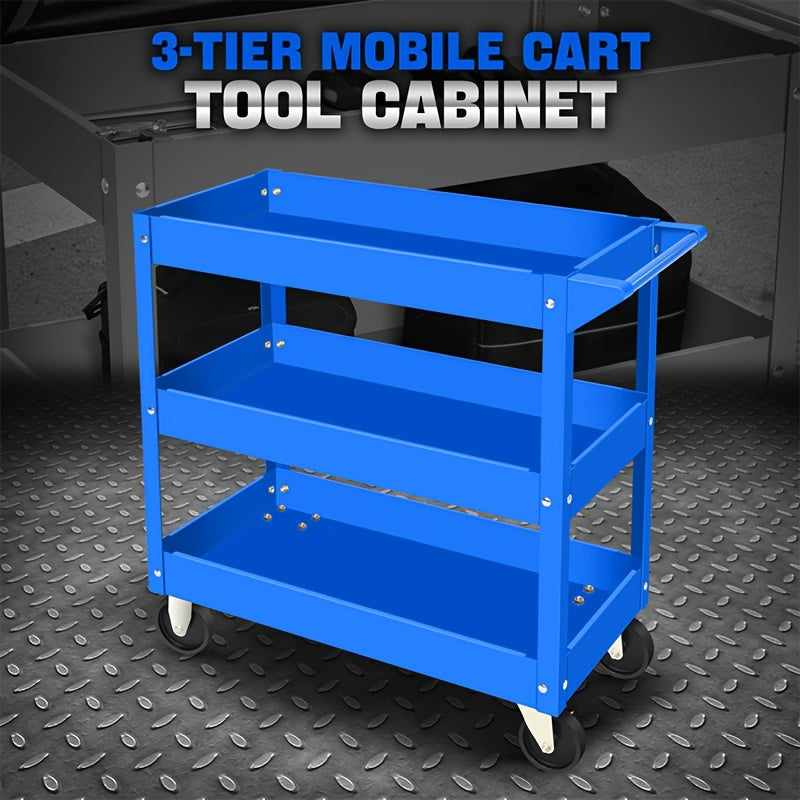 3-Tier Rolling Tool Cart with Wheels, Steel Utility Storage Cart