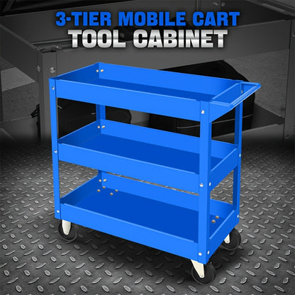 3-Tier Rolling Tool Cart with Wheels, Steel Utility Storage Cart