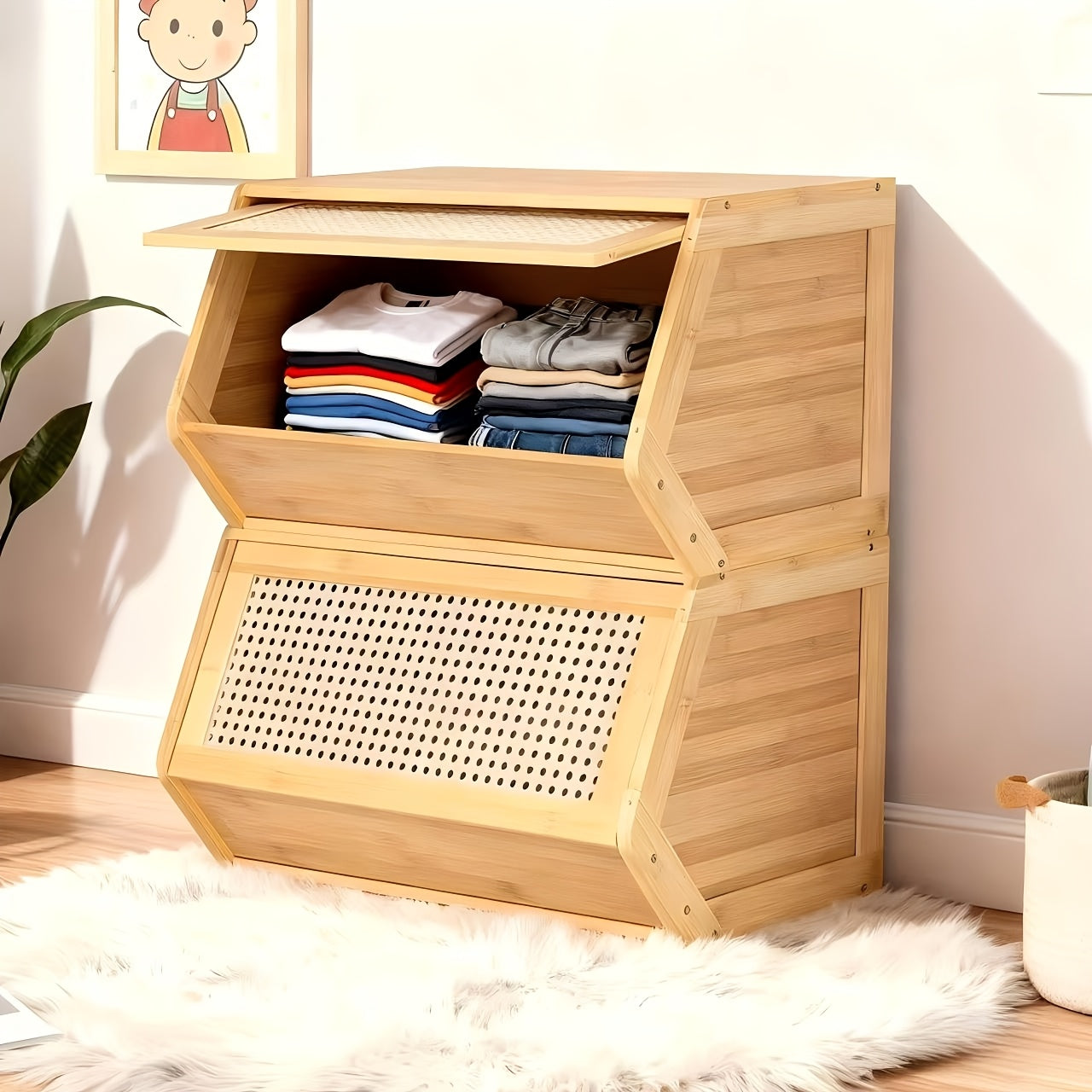 Thin Bamboo Shoe Cabinet with 3 Flip Drawers – Narrow Shoe Storage Organizer