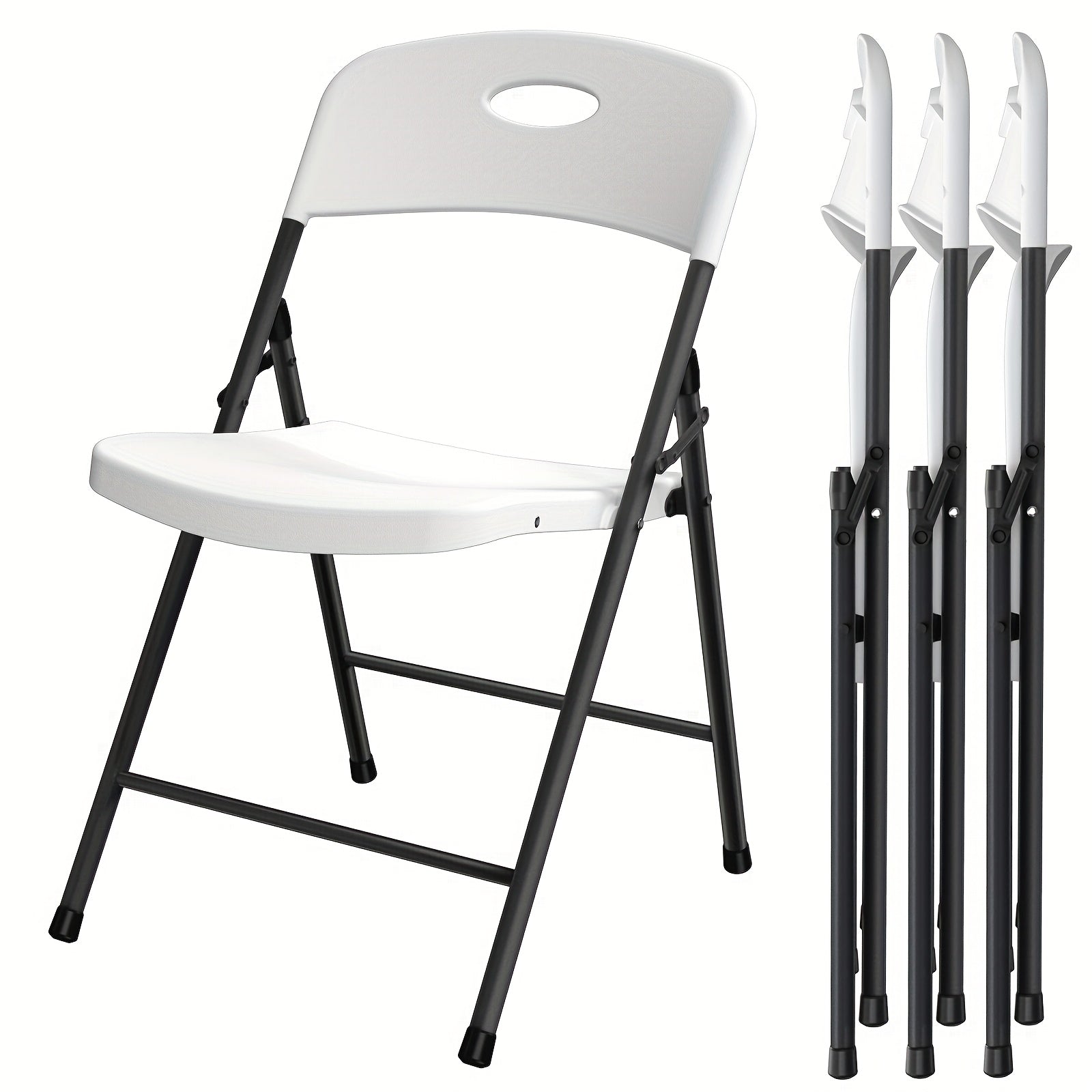 2/4/6 Pack White Plastic Folding Chairs Heavy Duty Metal Frame Indoor Outdoor