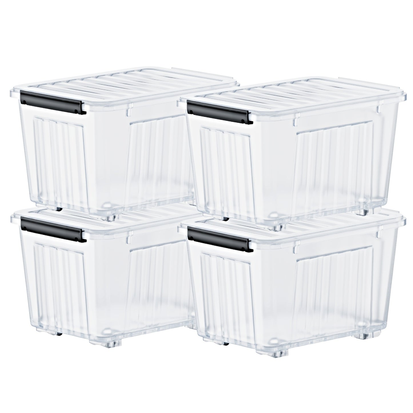 72QT Storage Box with Wheels & Lid – Stackable Heavy Duty Organizer 4-6-Pack