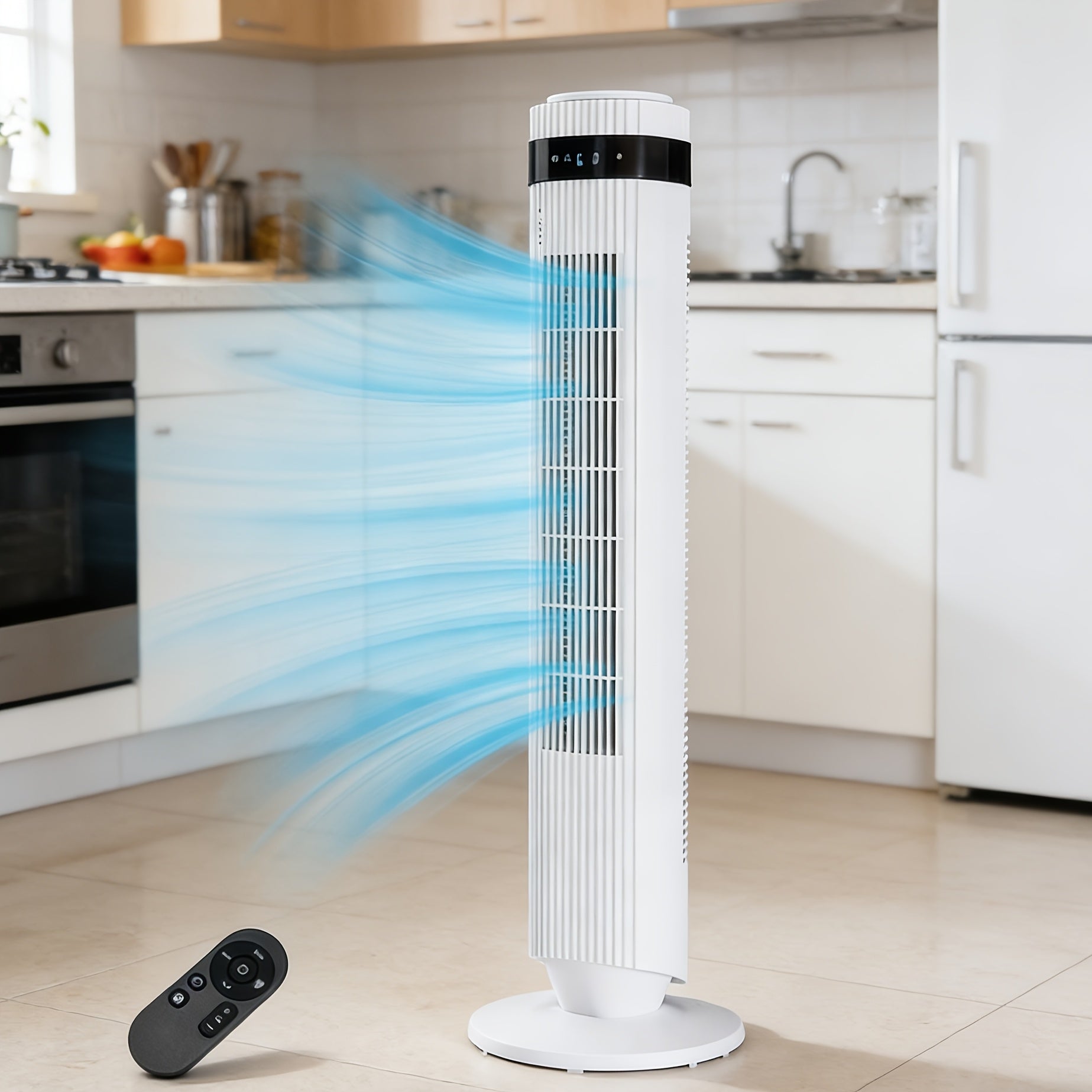 Tower Fan Bladeless 5 Speeds 4 Modes 64° Oscillating Quiet Remote 12H Timer