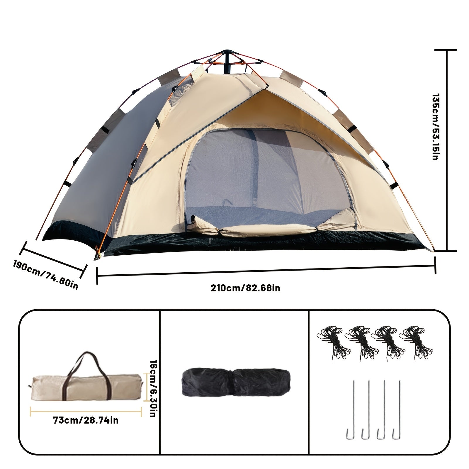 3-4 Person Instant Pop Up Camping Tent Waterproof Quick Setup Outdoor Portable