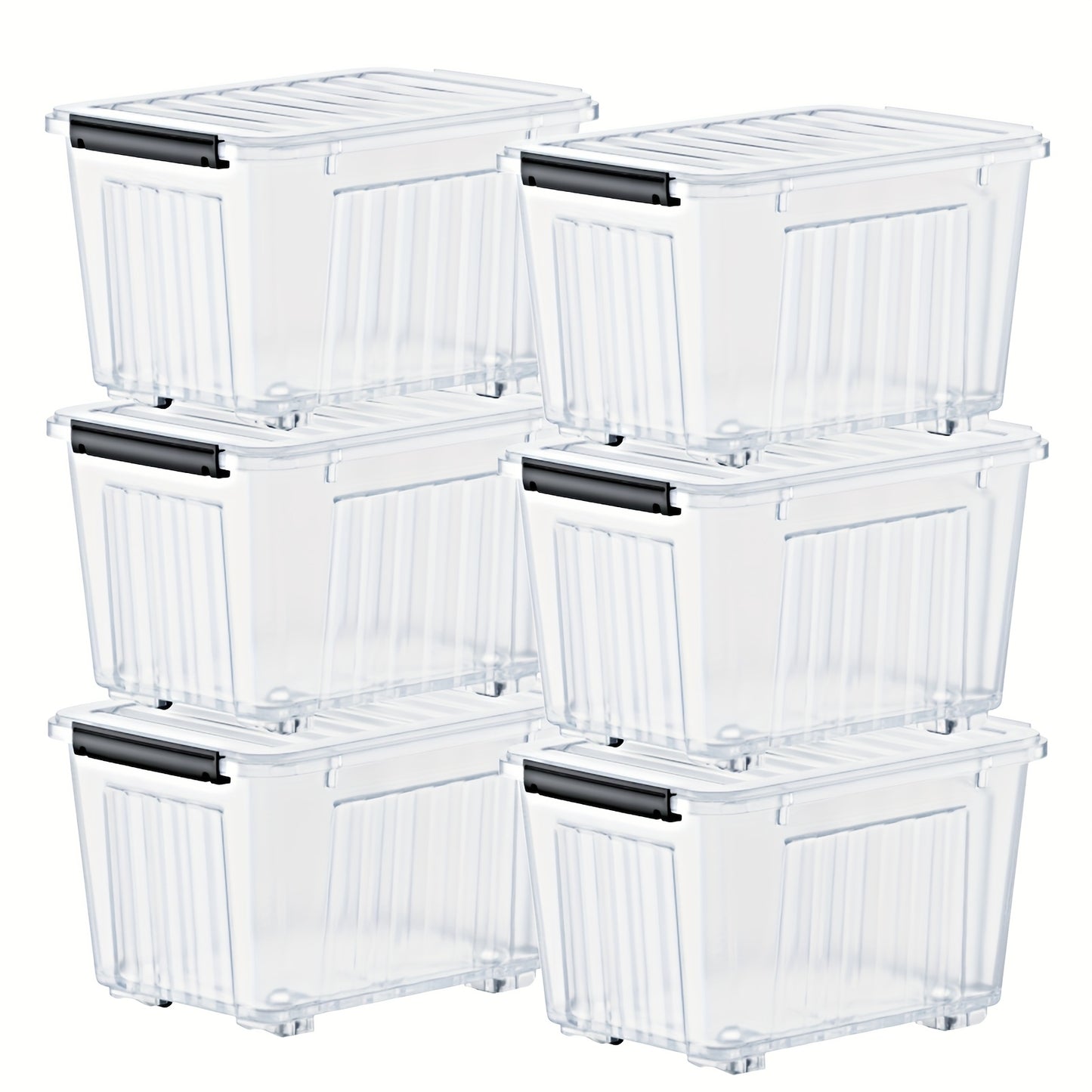 72QT Storage Box with Wheels & Lid – Stackable Heavy Duty Organizer 4-6-Pack