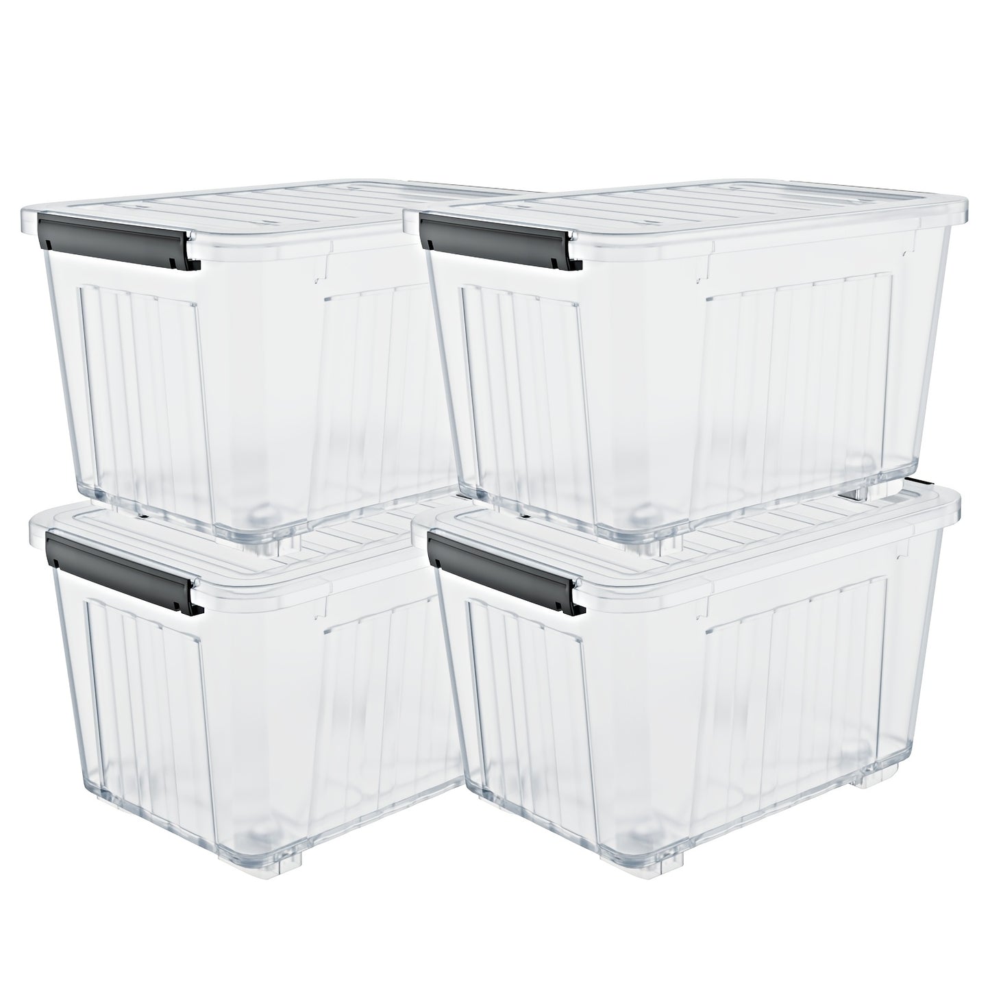 72QT Storage Box with Wheels & Lid – Stackable Heavy Duty Organizer 4-6-Pack