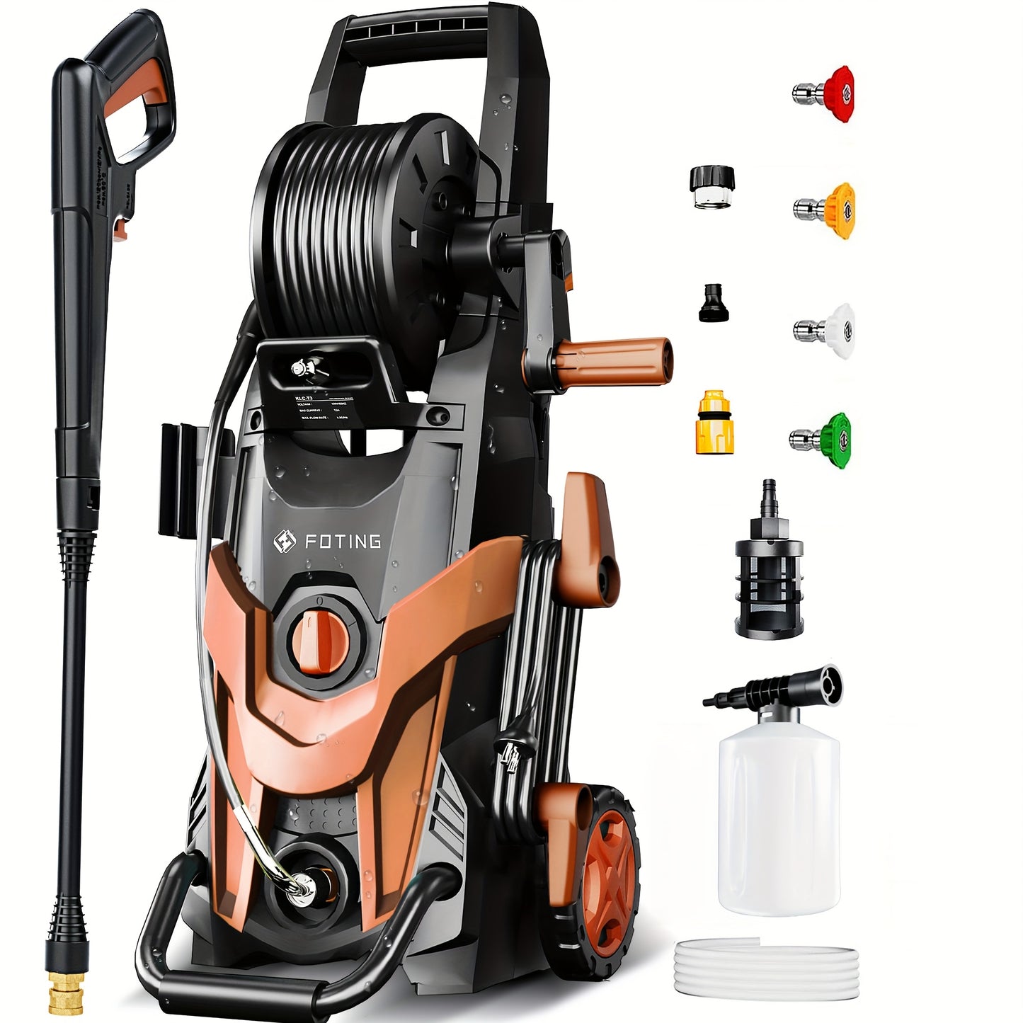 Electric Pressure Washer 4500 PSI 3.2 GPM w/ Foam Cannon Hose Reel