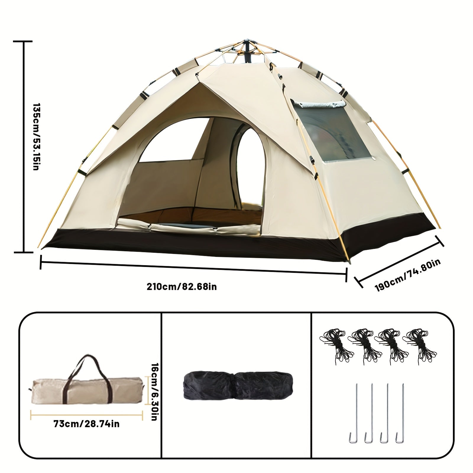 3-4 Person Instant Pop Up Camping Tent Waterproof Quick Setup Outdoor Portable
