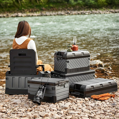 Foldable Camping Storage Box Seat Heavy Duty Car Trunk Organizer Fishing Stool