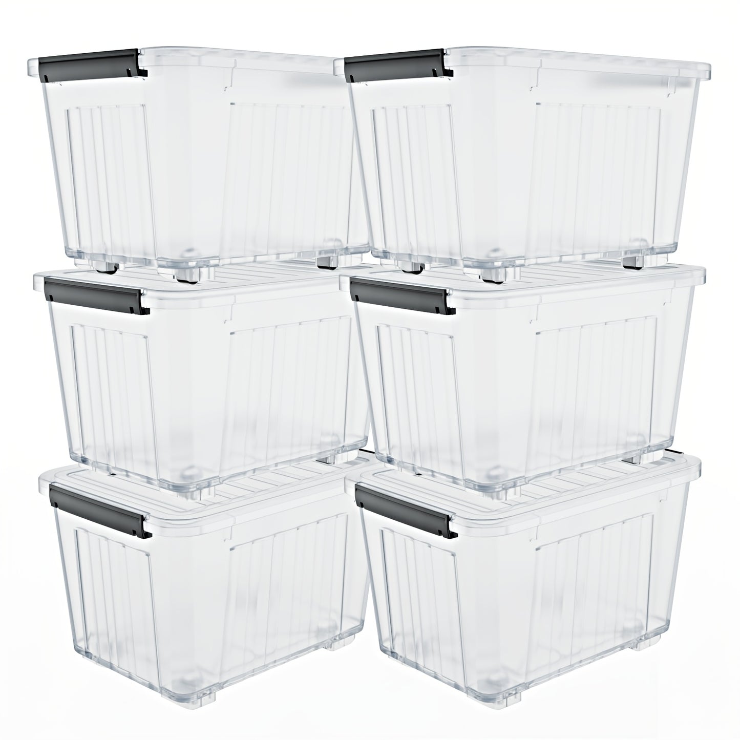 72QT Storage Box with Wheels & Lid – Stackable Heavy Duty Organizer 4-6-Pack