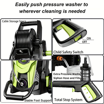 Electric Pressure Washer 4500 PSI 3.2 GPM w/ Foam Cannon Hose Reel