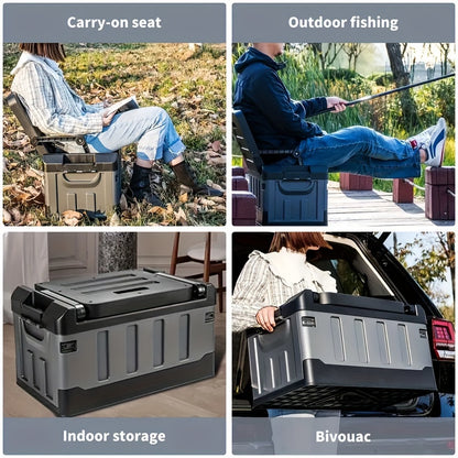 Foldable Camping Storage Box Seat Heavy Duty Car Trunk Organizer Fishing Stool