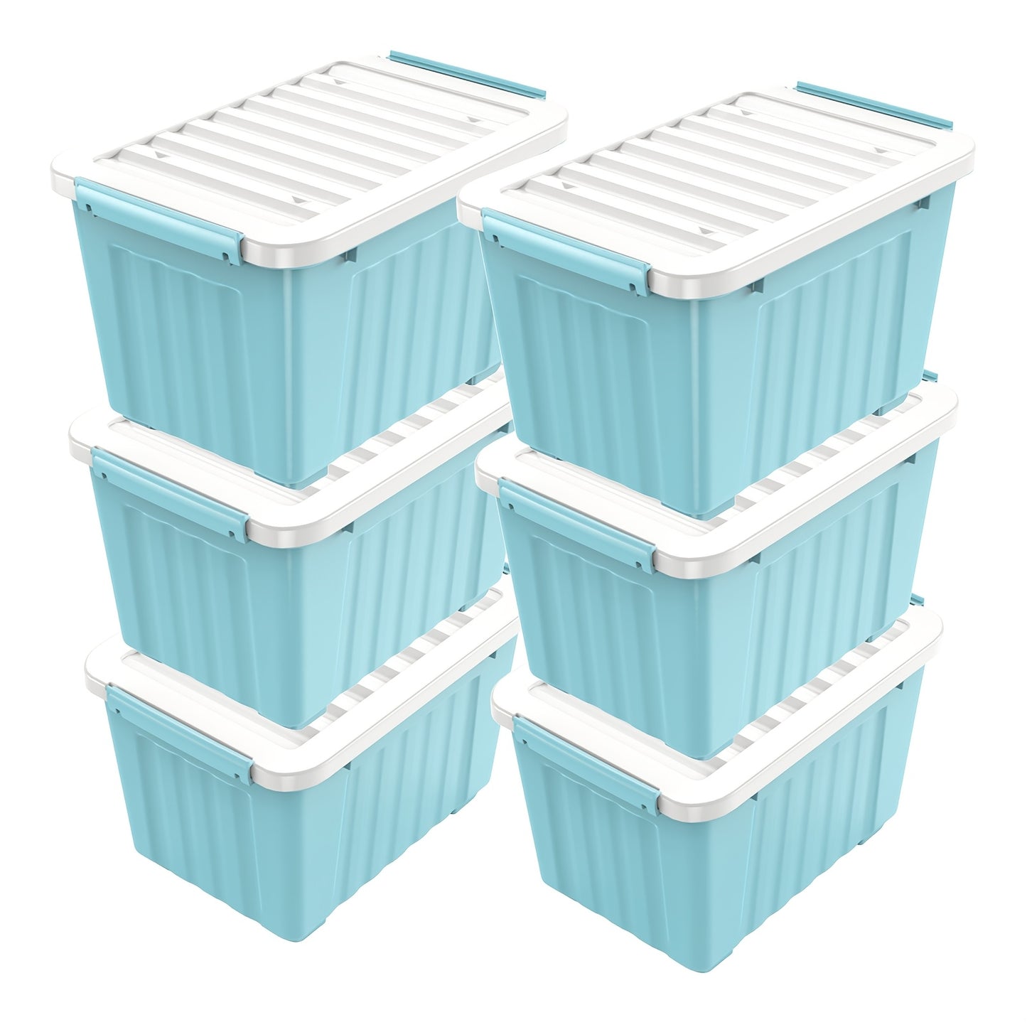 72QT Storage Box with Wheels & Lid – Stackable Heavy Duty Organizer 4-6-Pack