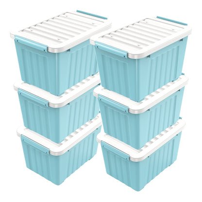 72QT Storage Box with Wheels & Lid – Stackable Heavy Duty Organizer 4-6-Pack