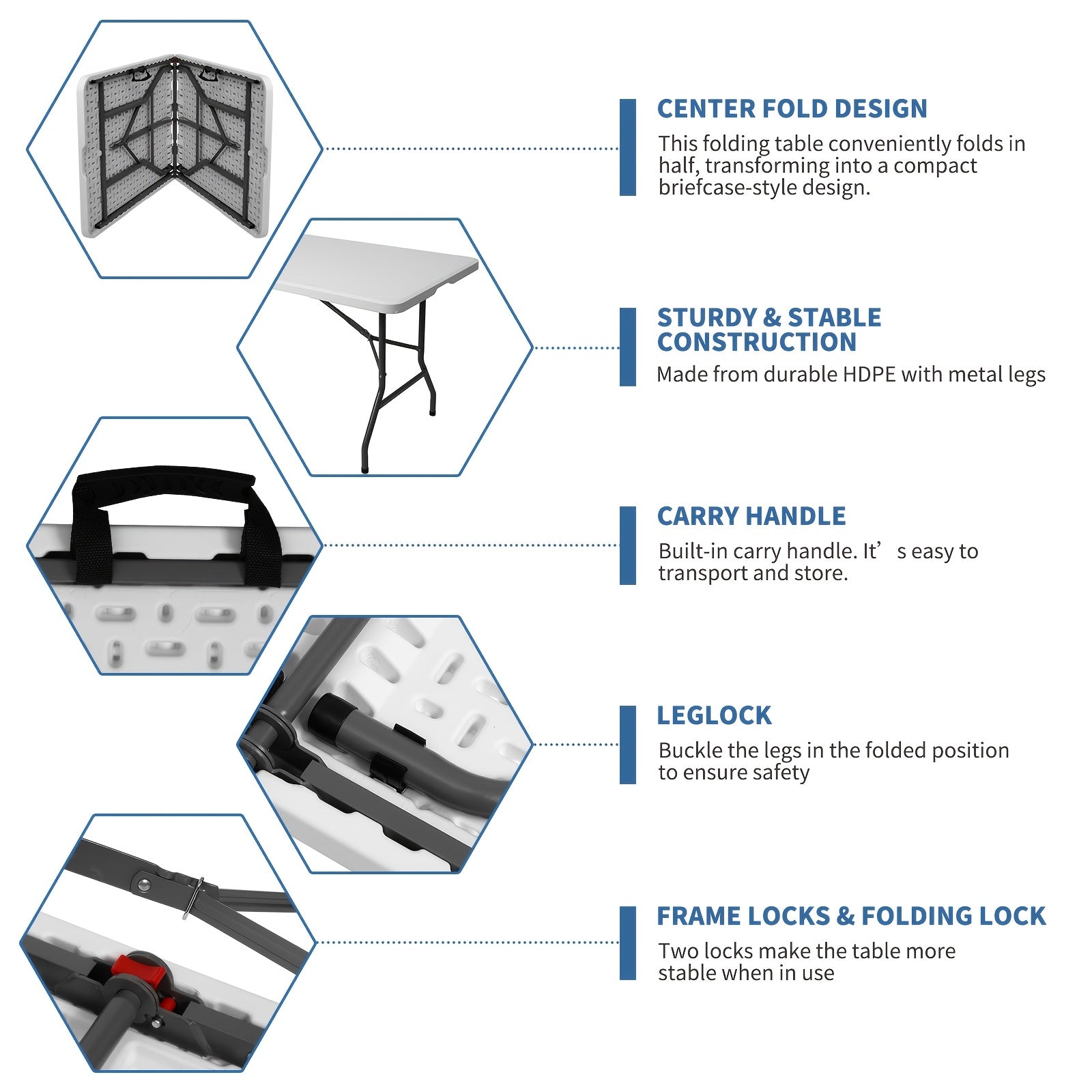 4ft/6ft Portable Plastic Folding Table – Indoor & Outdoor Dining