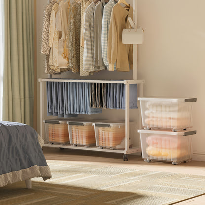 72QT Storage Box with Wheels & Lid – Stackable Heavy Duty Organizer 4-6-Pack