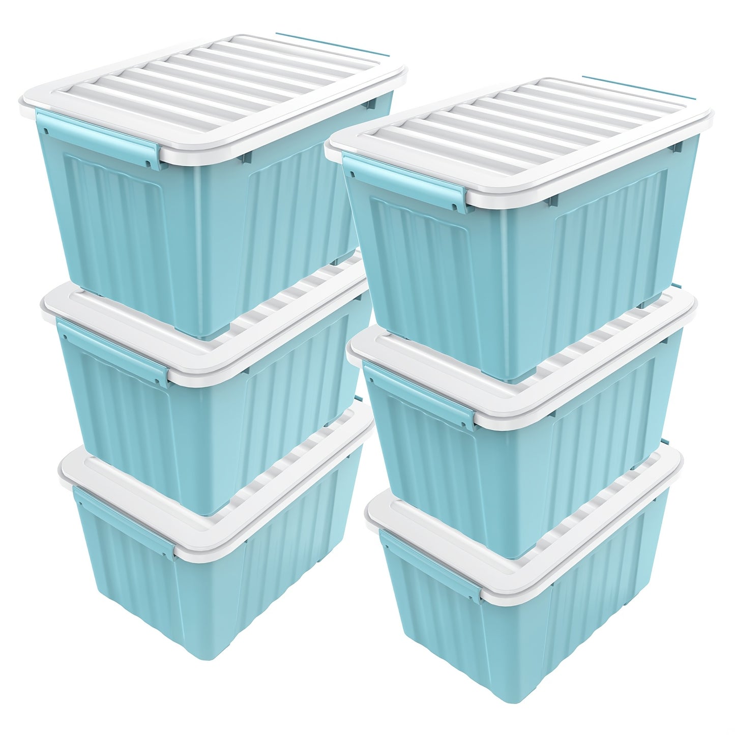 72QT Storage Box with Wheels & Lid – Stackable Heavy Duty Organizer 4-6-Pack
