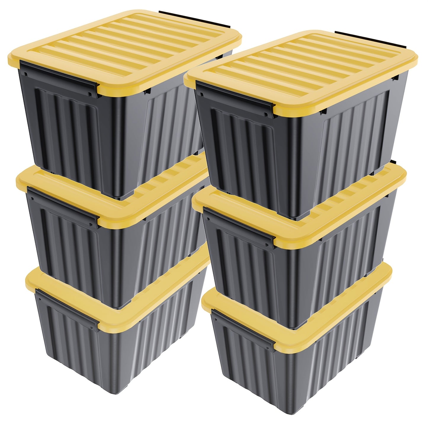 72QT Storage Box with Wheels & Lid – Stackable Heavy Duty Organizer 4-6-Pack