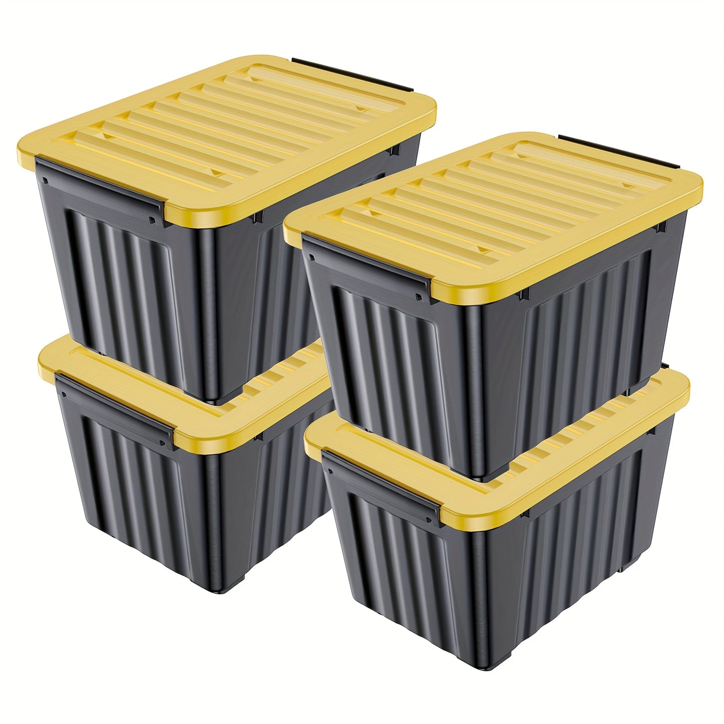 72QT Storage Box with Wheels & Lid – Stackable Heavy Duty Organizer 4-6-Pack