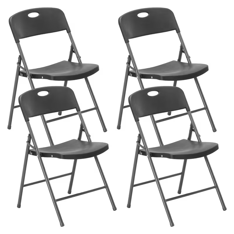 2/4/6 Pack White Plastic Folding Chairs Heavy Duty Metal Frame Indoor Outdoor