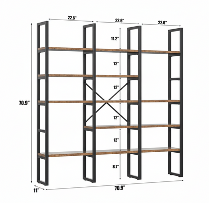 Industrial Bookshelf – /4/5/6/Triple-Tier Metal Storage Shelf