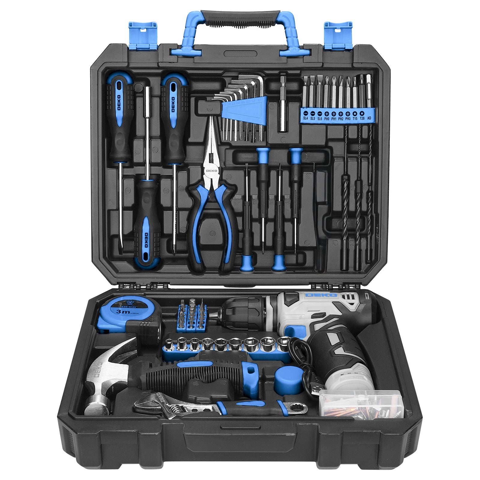 119 PCS Power Tool Set 8V/12V Cordless Drill Driver Hand Tool Kit Home DIY Repair