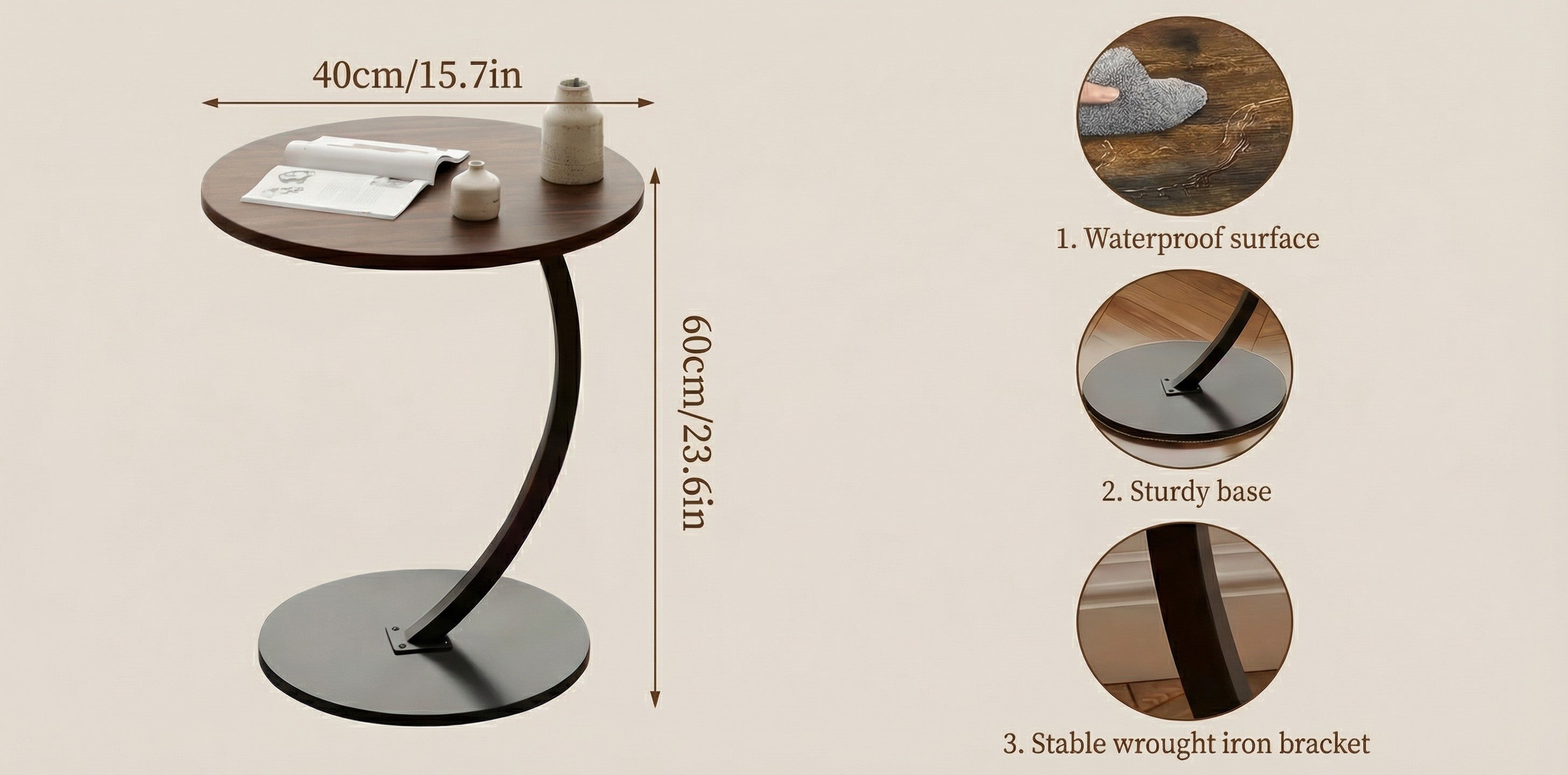 Modern Side Table – Round, C-Shape & Petal Designs | Sofa End Table with Metal