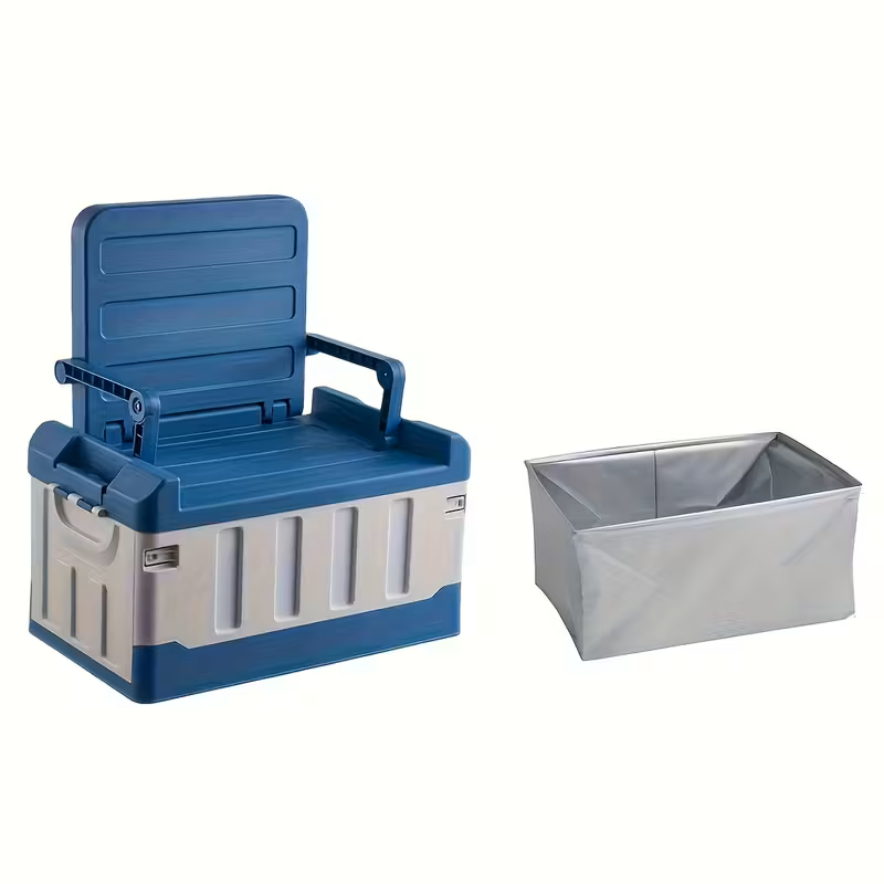 Foldable Camping Stool with Backrest & Storage Bag Portable Fishing Seat Outdoor Chair