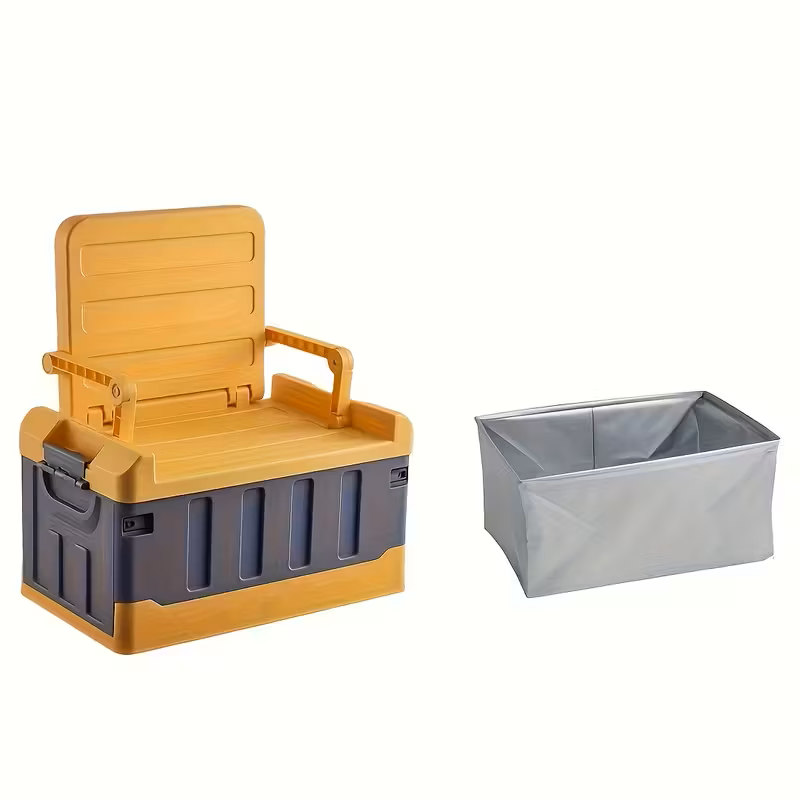 Foldable Camping Stool with Backrest & Storage Bag Portable Fishing Seat Outdoor Chair