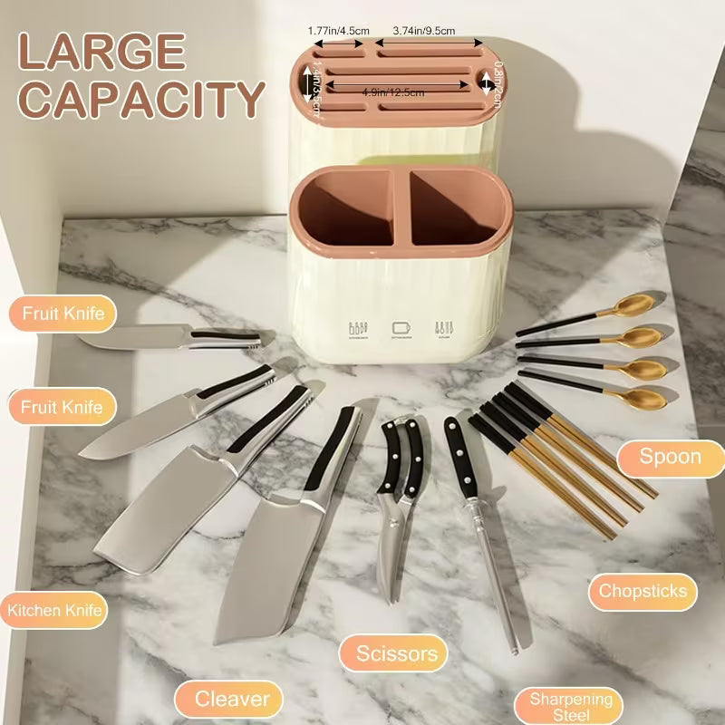 Countertop Utensil Organizer with Lid and Cutting Board Stand