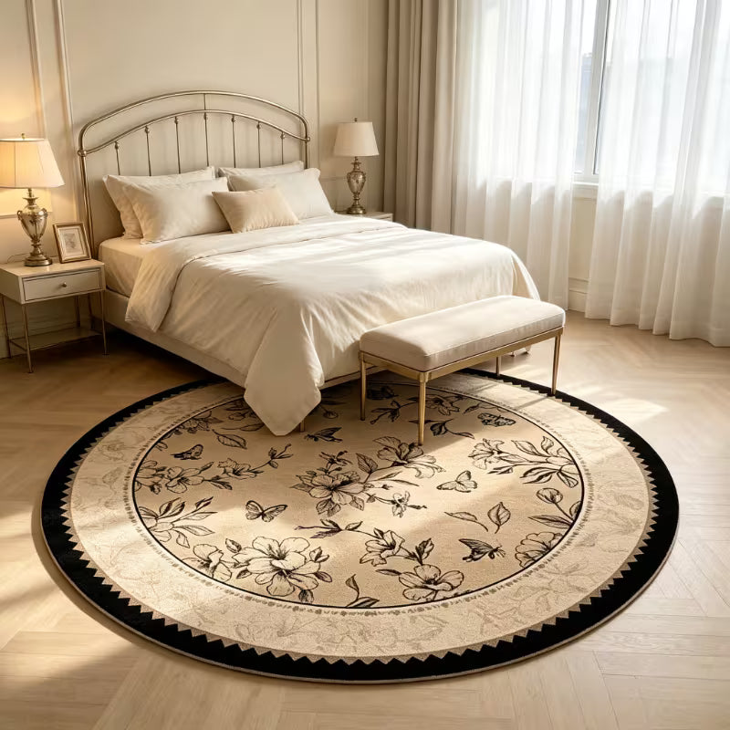 Medieval Style Round Velvet Plush Area Rug