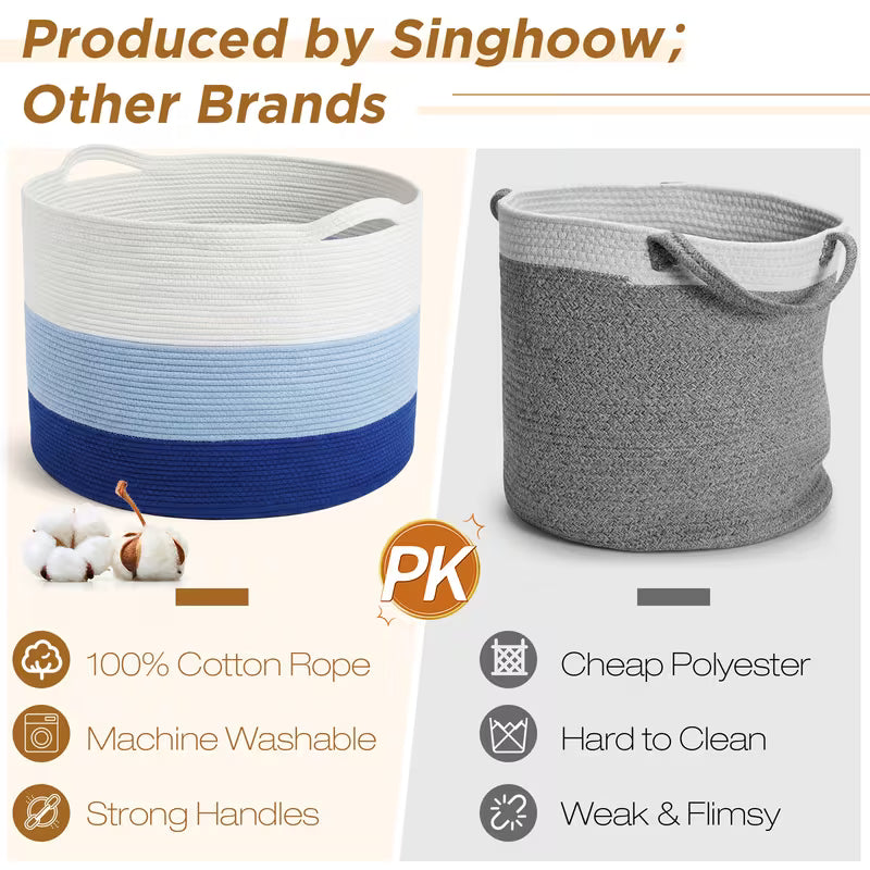 Extra Large Blanket Basket with Multi-Tone Storage Design