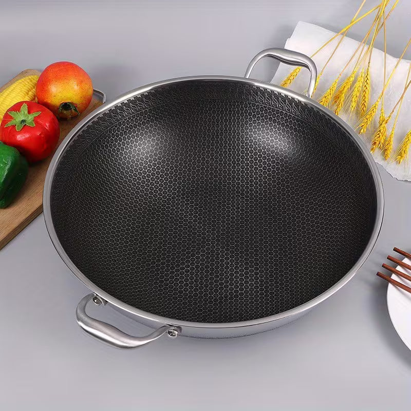13.4-Inch Stainless Steel Double-Handled Soup Pot and Frying Pan with Lid