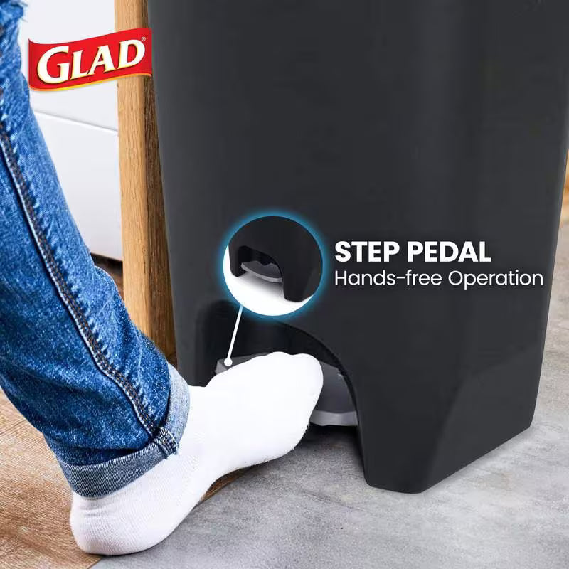 13-Gallon Kitchen Trash Can with Pedal and Bag Rings
