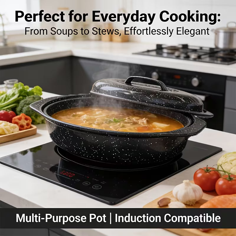 Oval Enamel Roasting Pan with Lid Baking Dish Turkey Roaster